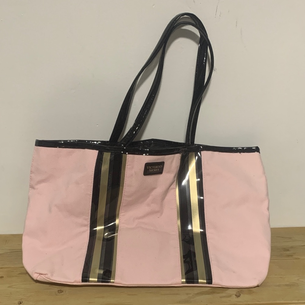 Victoria's Secret Pink Tote Travel Glass Stripe City Beach Tote Bag